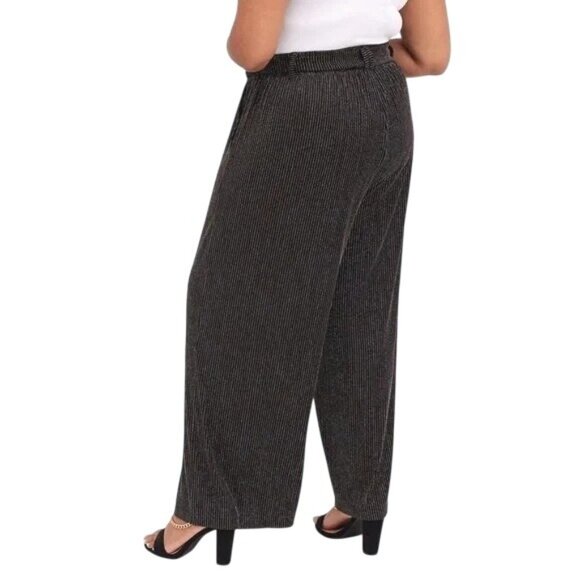 Torrid Womens Black & Silver Metallic Striped Wide-Leg Pants Size 3X - Picture 2 of 13